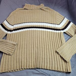 Fiorlini International Shirt Womens 22/24 Sweater Brown Striped Long Sleeve Cozy